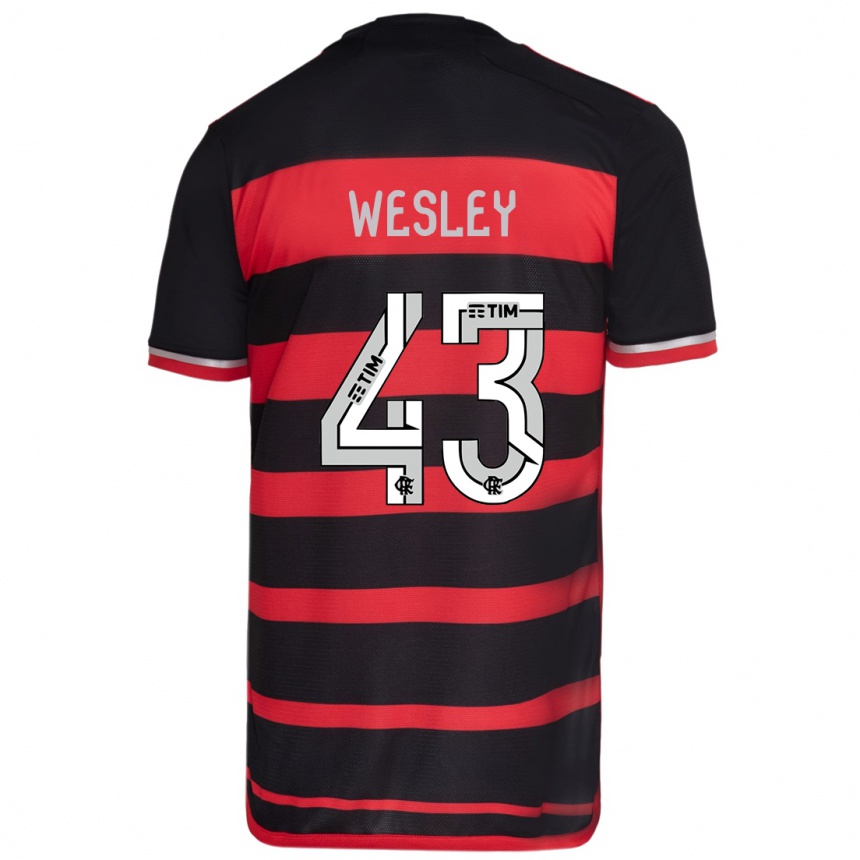 Kids Football Wesley #43 Red Black Home Jersey 2024/25 T-Shirt Australia