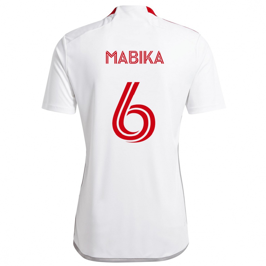 Kids Football Aimé Mabika #6 White Red Away Jersey 2024/25 T-Shirt Australia