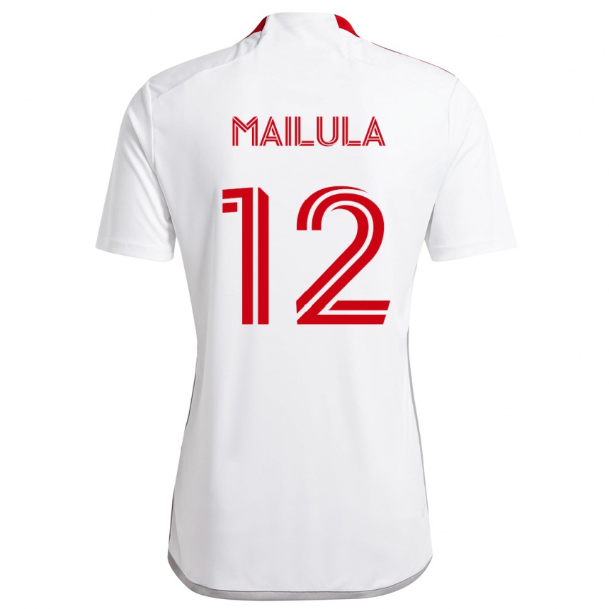 Kids Football Cassius Mailula #12 White Red Away Jersey 2024/25 T-Shirt Australia