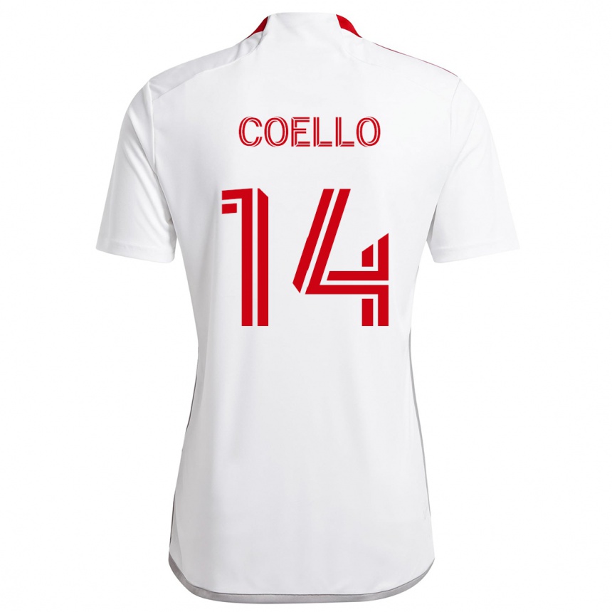 Kids Football Alonso Coello #14 White Red Away Jersey 2024/25 T-Shirt Australia