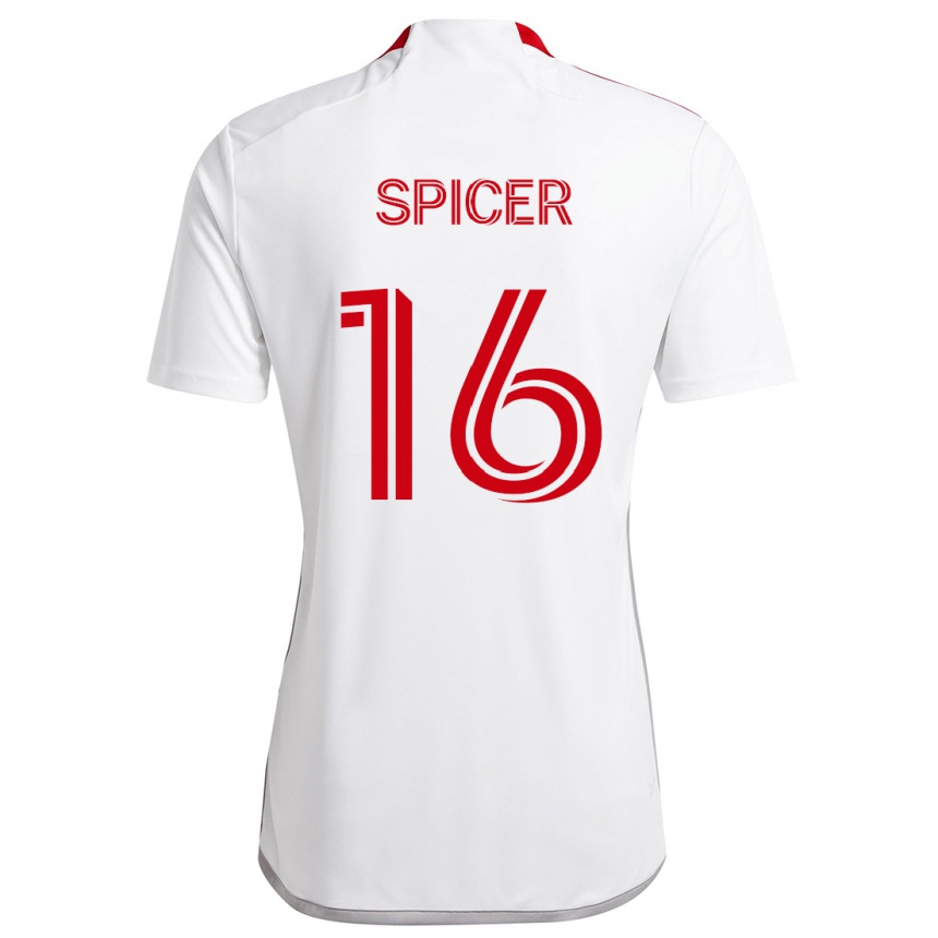 Kids Football Tyrese Spicer #16 White Red Away Jersey 2024/25 T-Shirt Australia