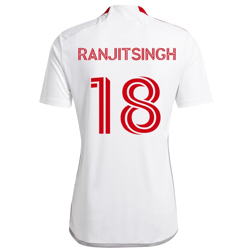 Kids Football Greg Ranjitsingh #18 White Red Away Jersey 2024/25 T-Shirt Australia