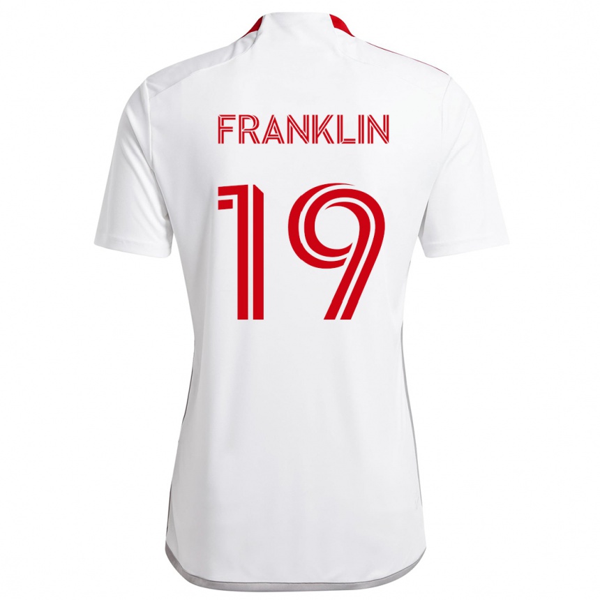 Kids Football Kobe Franklin #19 White Red Away Jersey 2024/25 T-Shirt Australia