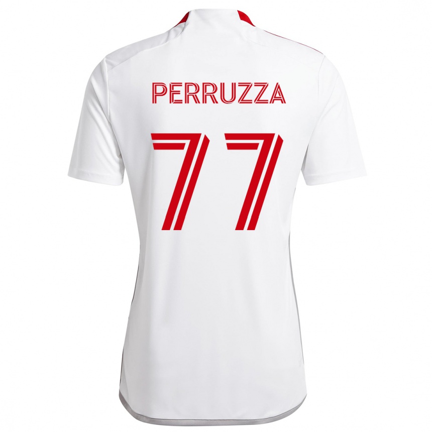 Kids Football Jordan Perruzza #77 White Red Away Jersey 2024/25 T-Shirt Australia