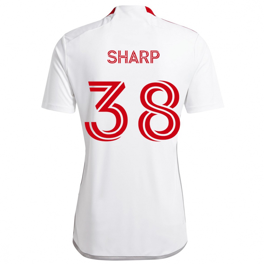 Kids Football Charlie Sharp #38 White Red Away Jersey 2024/25 T-Shirt Australia