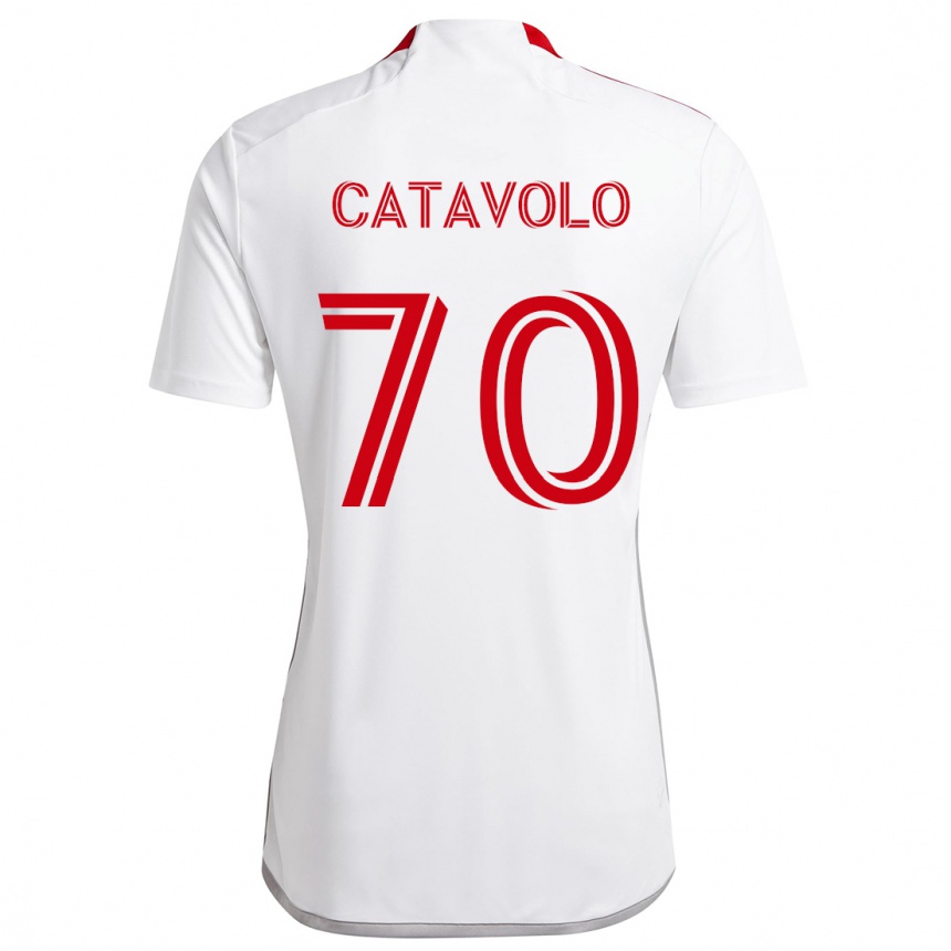 Kids Football Matthew Catavolo #70 White Red Away Jersey 2024/25 T-Shirt Australia