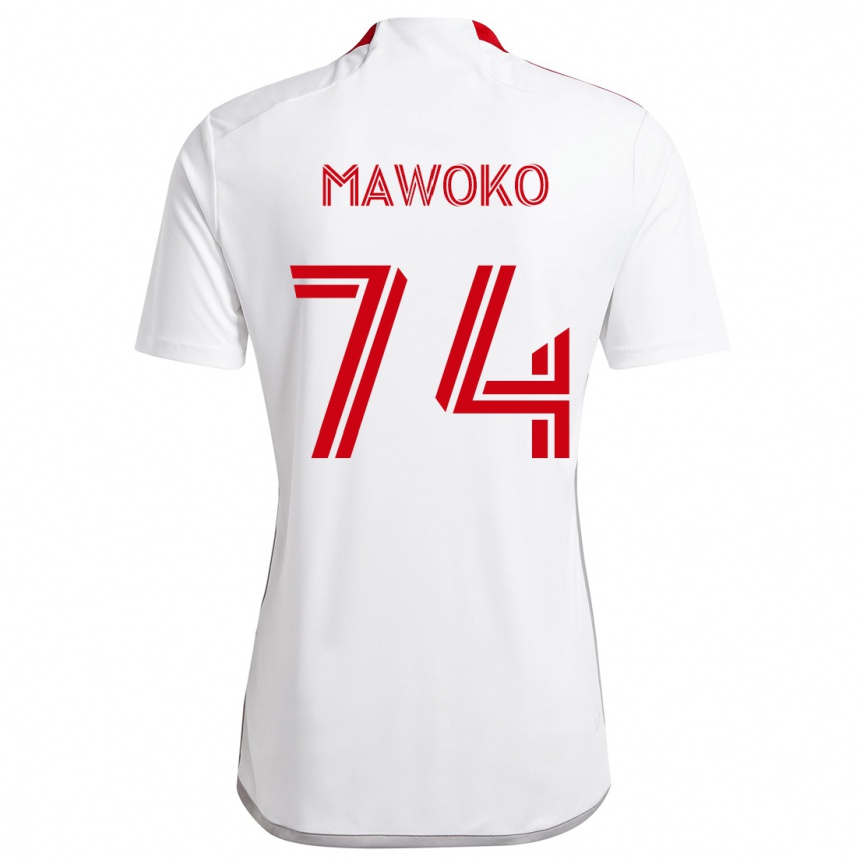 Kids Football Kundai Mawoko #74 White Red Away Jersey 2024/25 T-Shirt Australia