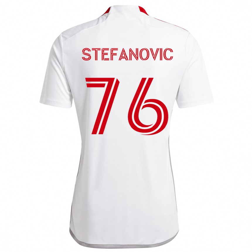 Kids Football Lazar Stefanovic #76 White Red Away Jersey 2024/25 T-Shirt Australia