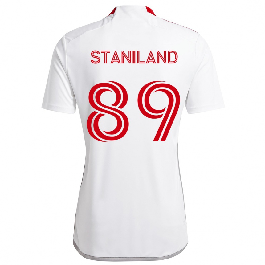 Kids Football Charlie Staniland #89 White Red Away Jersey 2024/25 T-Shirt Australia