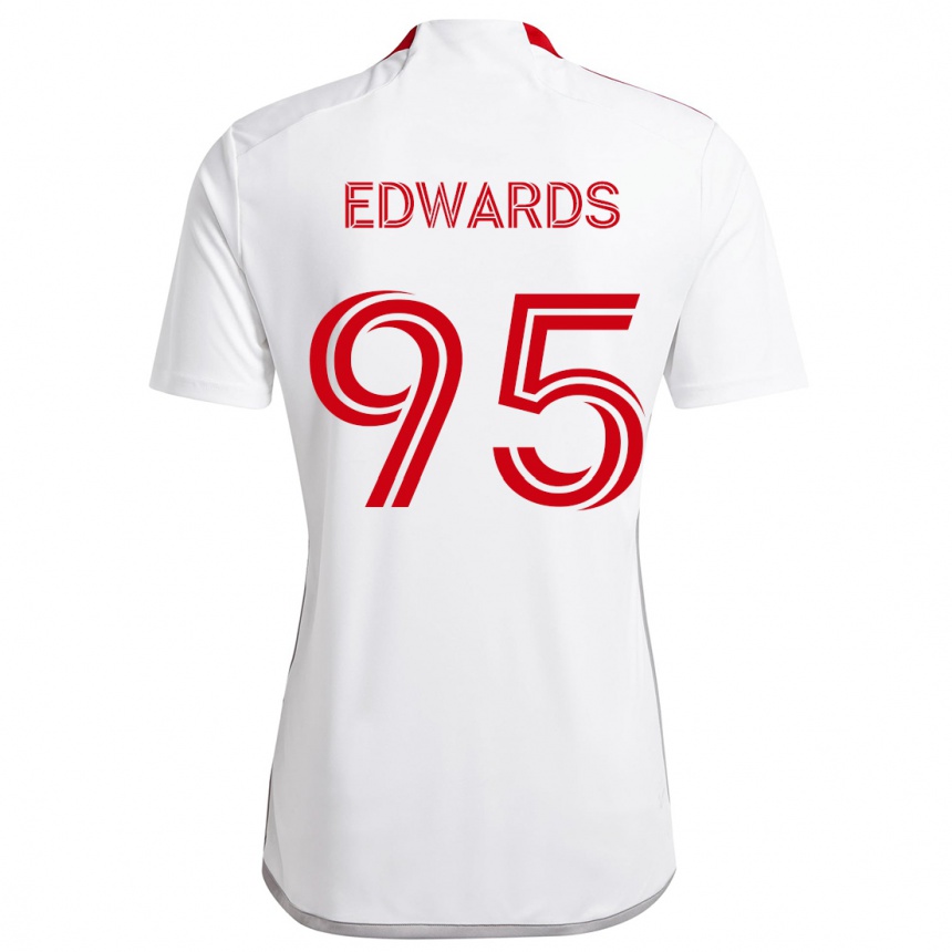 Kids Football Nathaniel Edwards #95 White Red Away Jersey 2024/25 T-Shirt Australia