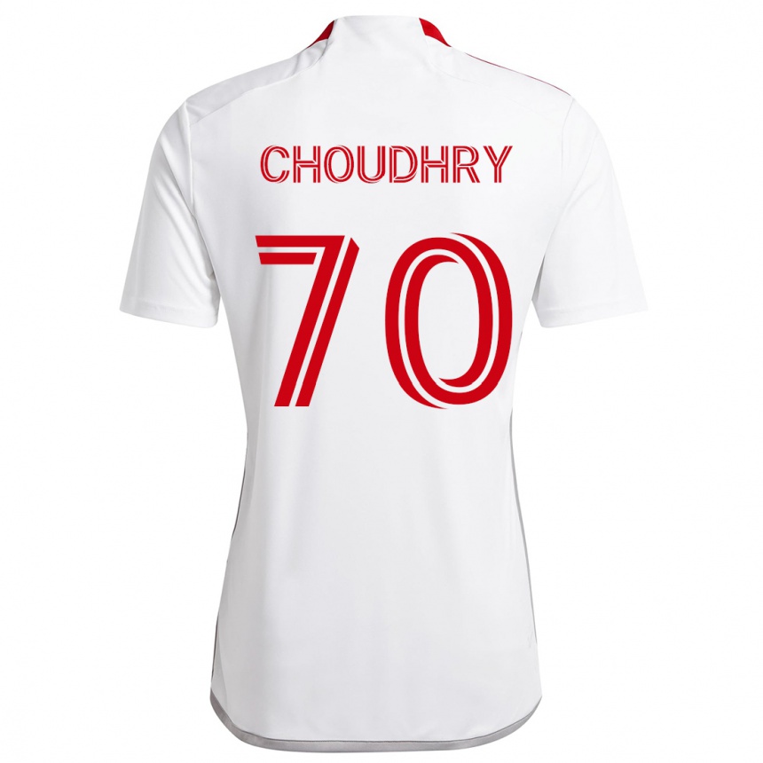 Kids Football Benjamin Choudhry #70 White Red Away Jersey 2024/25 T-Shirt Australia