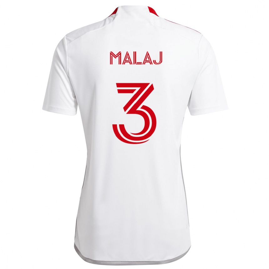 Kids Football Albert Malaj #3 White Red Away Jersey 2024/25 T-Shirt Australia