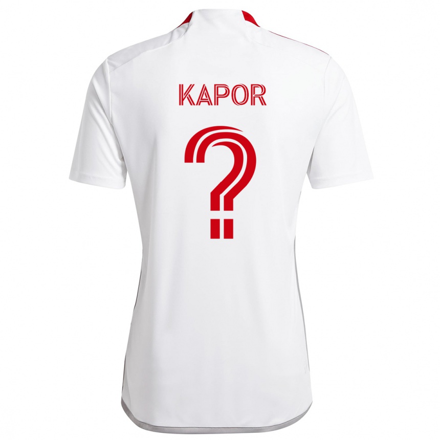 Kids Football Stefan Kapor #0 White Red Away Jersey 2024/25 T-Shirt Australia