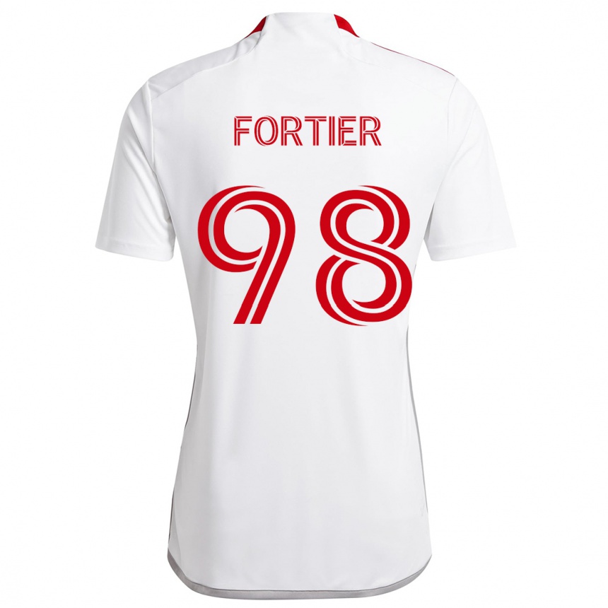 Kids Football Kristjan Fortier #98 White Red Away Jersey 2024/25 T-Shirt Australia