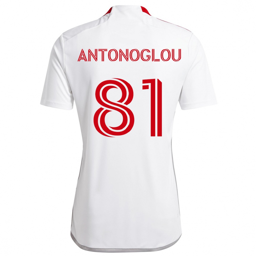 Kids Football Themi Antonoglou #81 White Red Away Jersey 2024/25 T-Shirt Australia