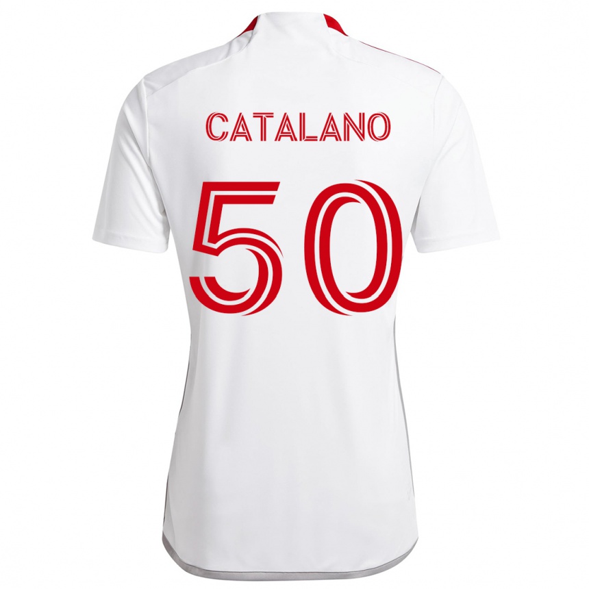 Kids Football Gianluca Catalano #50 White Red Away Jersey 2024/25 T-Shirt Australia