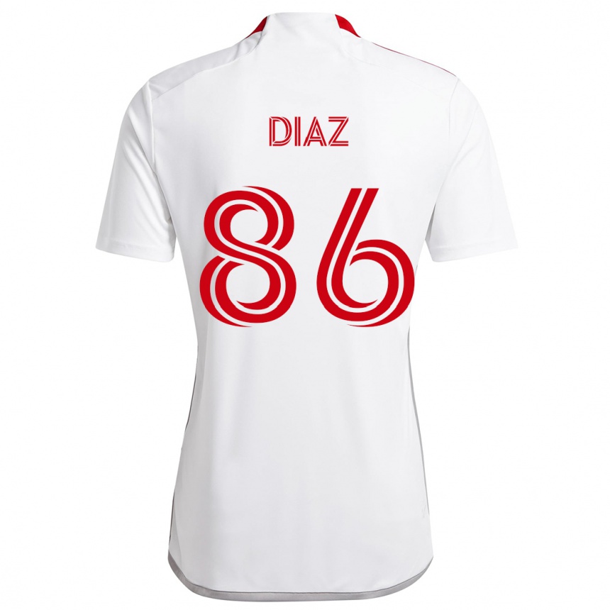 Kids Football Alec Díaz #86 White Red Away Jersey 2024/25 T-Shirt Australia