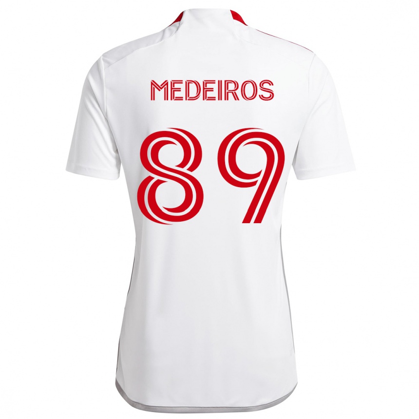 Kids Football Matthew Medeiros #89 White Red Away Jersey 2024/25 T-Shirt Australia