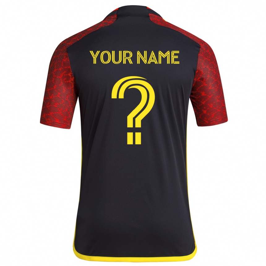 Kids Football Your Name #0 Red Black Away Jersey 2024/25 T-Shirt Australia