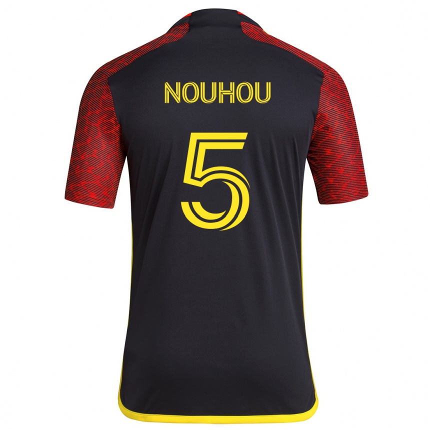 Kids Football Nouhou #5 Red Black Away Jersey 2024/25 T-Shirt Australia