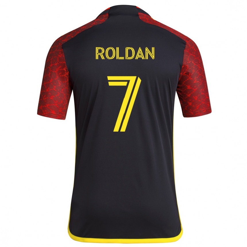 Kids Football Cristian Roldán #7 Red Black Away Jersey 2024/25 T-Shirt Australia