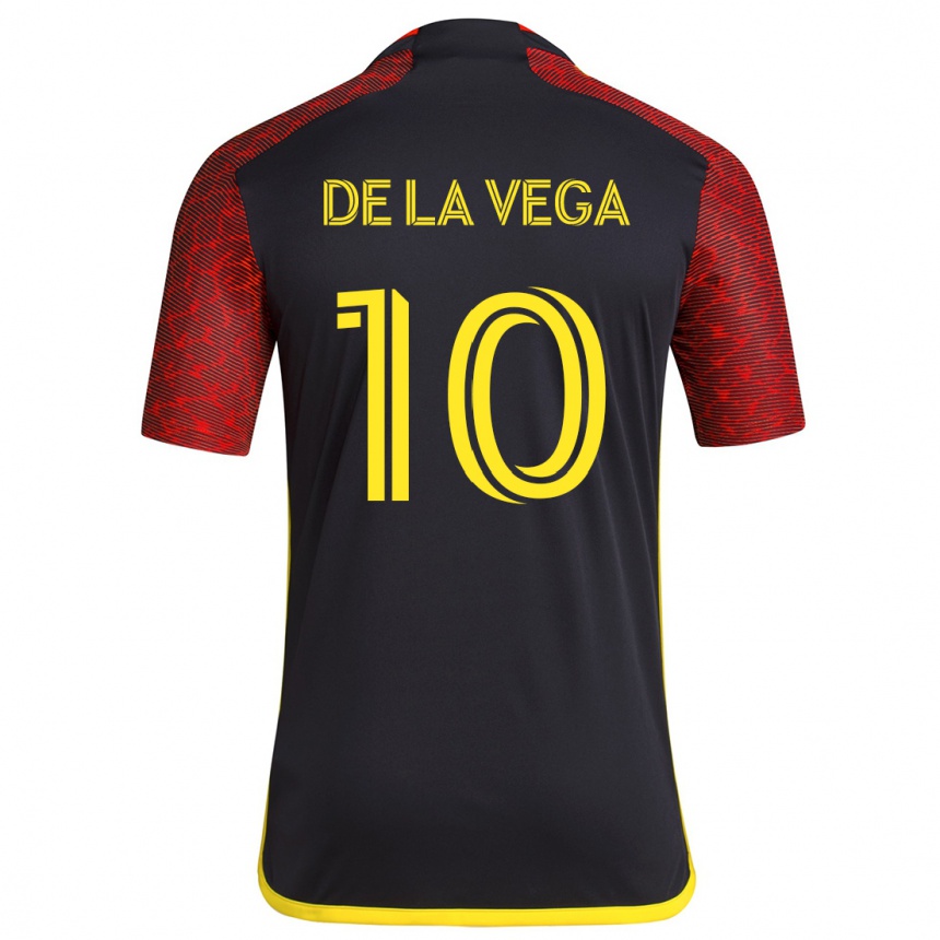 Kids Football Pedro De La Vega #10 Red Black Away Jersey 2024/25 T-Shirt Australia