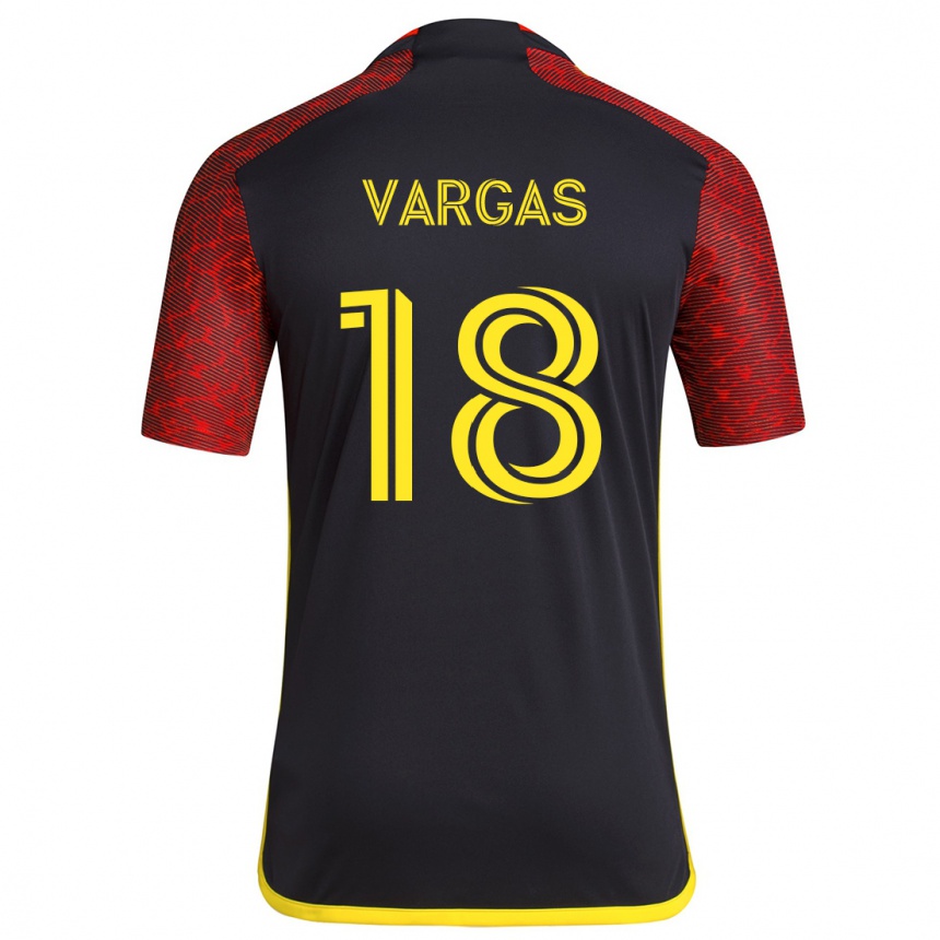 Kids Football Obed Vargas #18 Red Black Away Jersey 2024/25 T-Shirt Australia