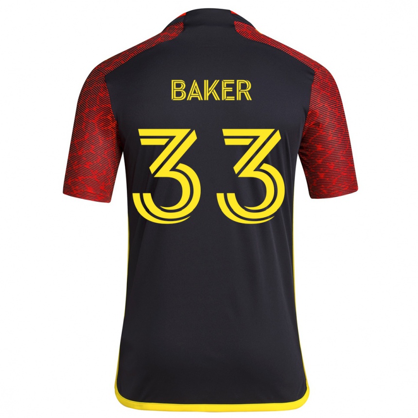 Kids Football Cody Baker #33 Red Black Away Jersey 2024/25 T-Shirt Australia