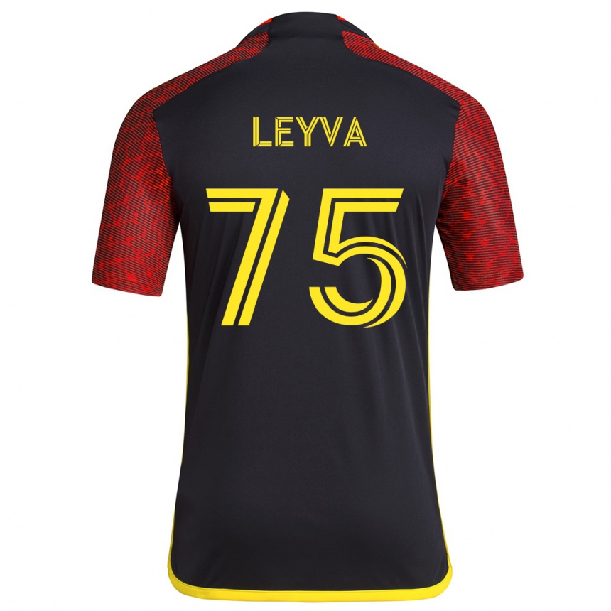 Kids Football Danny Leyva #75 Red Black Away Jersey 2024/25 T-Shirt Australia