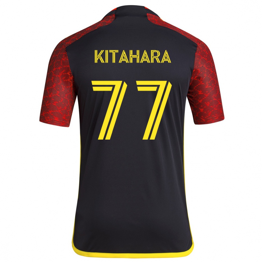 Kids Football Sota Kitahara #77 Red Black Away Jersey 2024/25 T-Shirt Australia