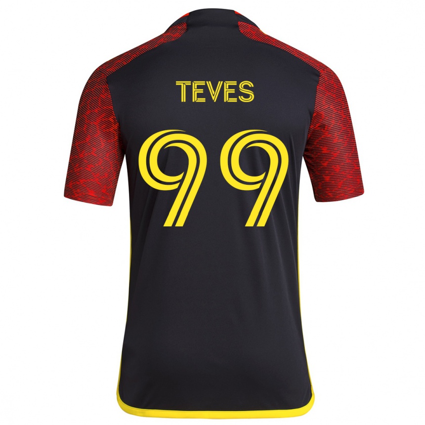 Kids Football Dylan Teves #99 Red Black Away Jersey 2024/25 T-Shirt Australia