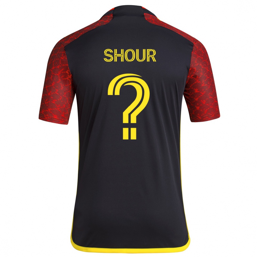 Kids Football Mohammed Shour #0 Red Black Away Jersey 2024/25 T-Shirt Australia