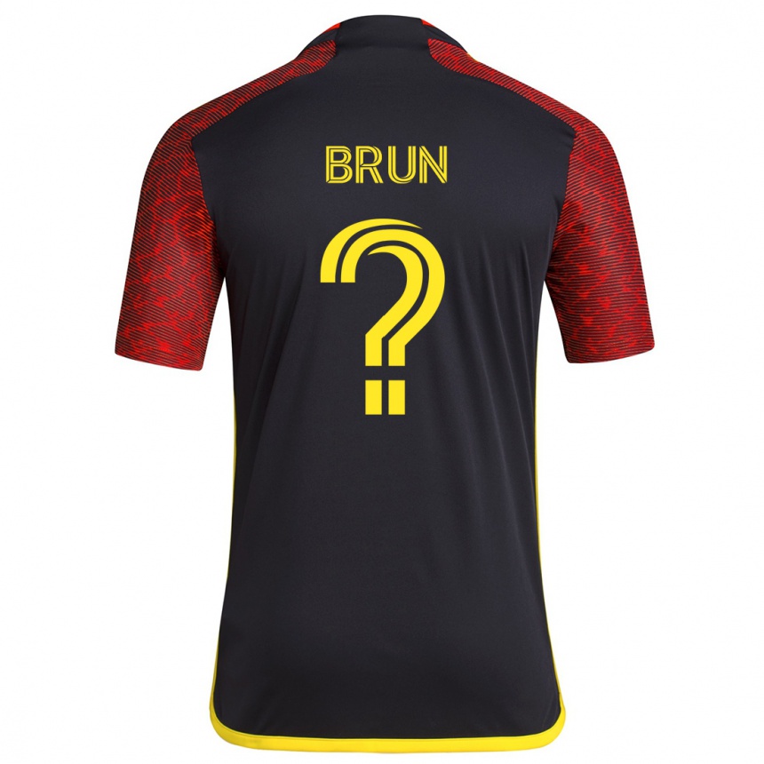 Kids Football Shaun Brun #0 Red Black Away Jersey 2024/25 T-Shirt Australia