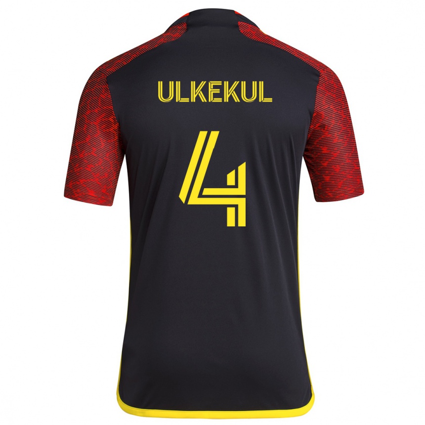 Kids Football Jodi Ulkekul #4 Red Black Away Jersey 2024/25 T-Shirt Australia