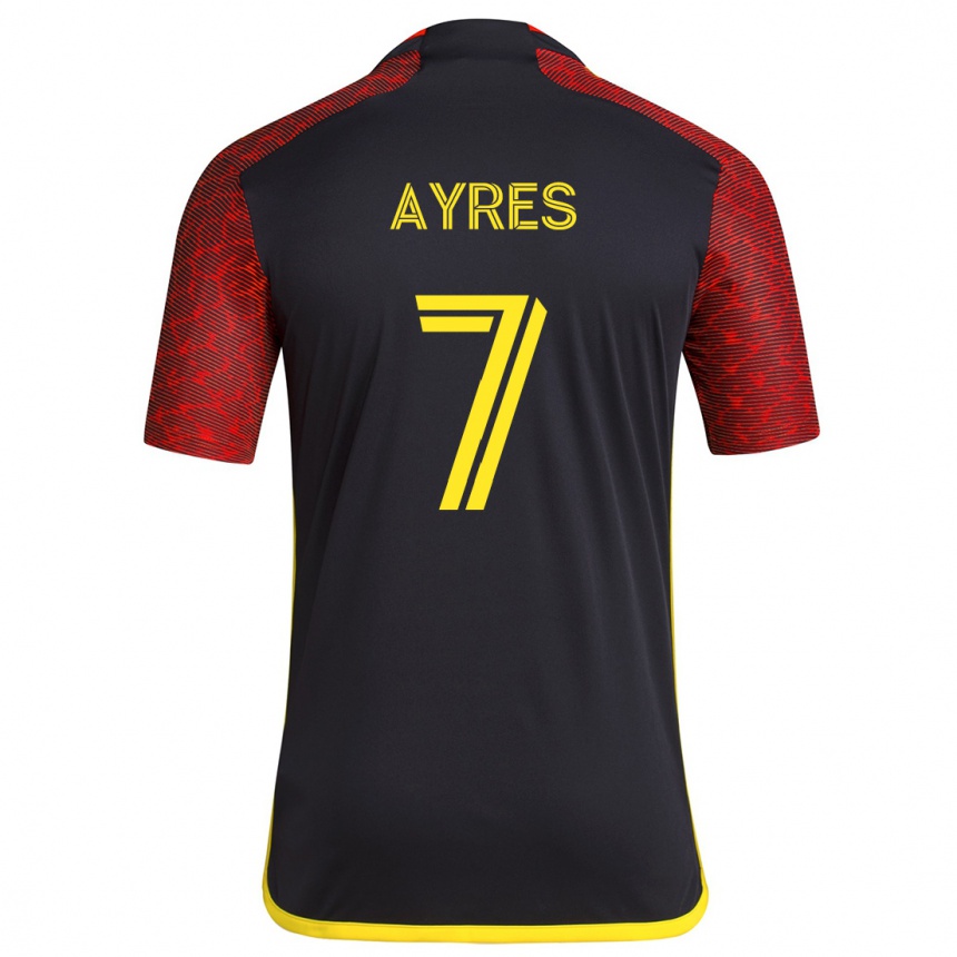 Kids Football Melina Ayres #7 Red Black Away Jersey 2024/25 T-Shirt Australia