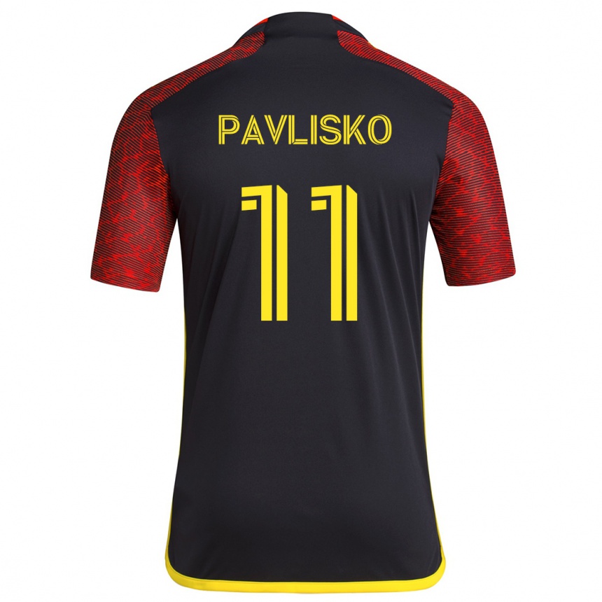 Kids Football Kirsten Pavlisko #11 Red Black Away Jersey 2024/25 T-Shirt Australia