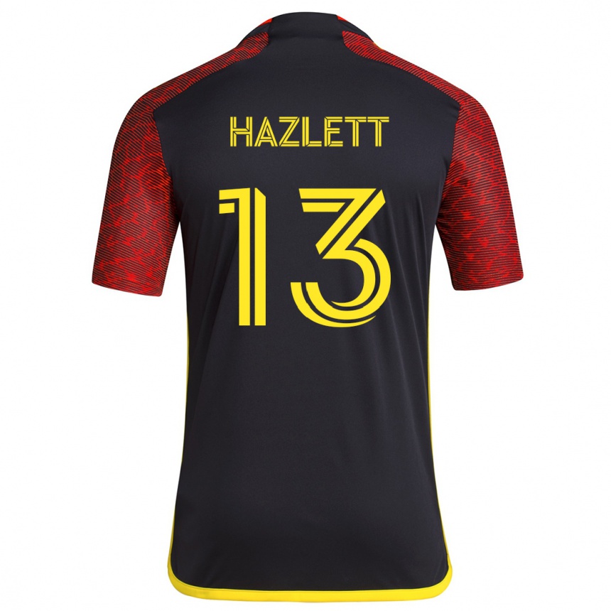 Kids Football Kimberly Hazlett #13 Red Black Away Jersey 2024/25 T-Shirt Australia