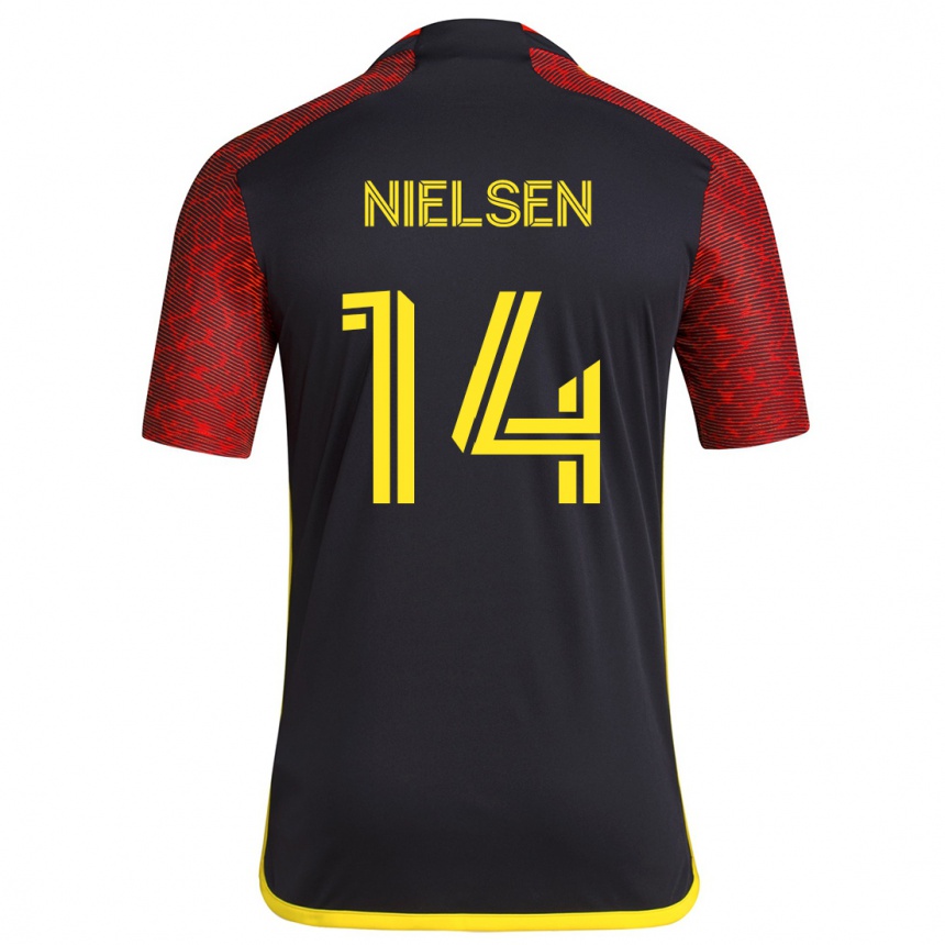 Kids Football Taylor Nielsen #14 Red Black Away Jersey 2024/25 T-Shirt Australia