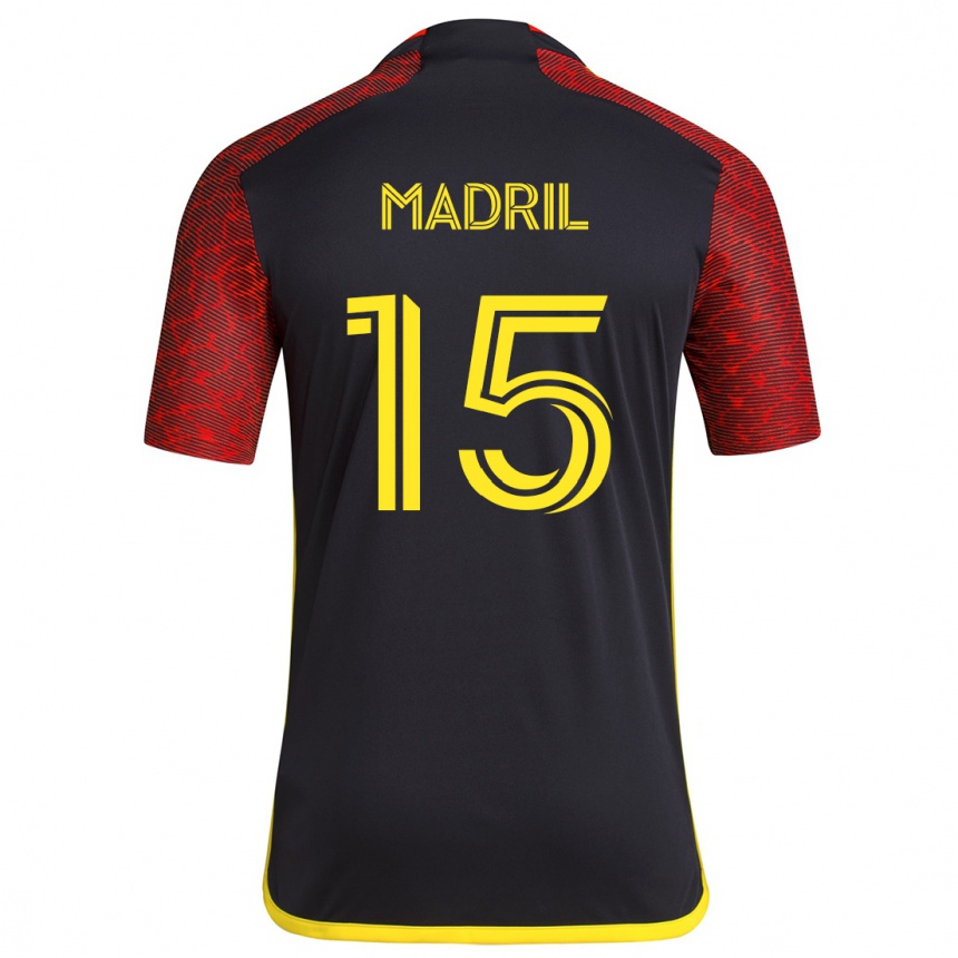 Kids Football Emily Madril #15 Red Black Away Jersey 2024/25 T-Shirt Australia