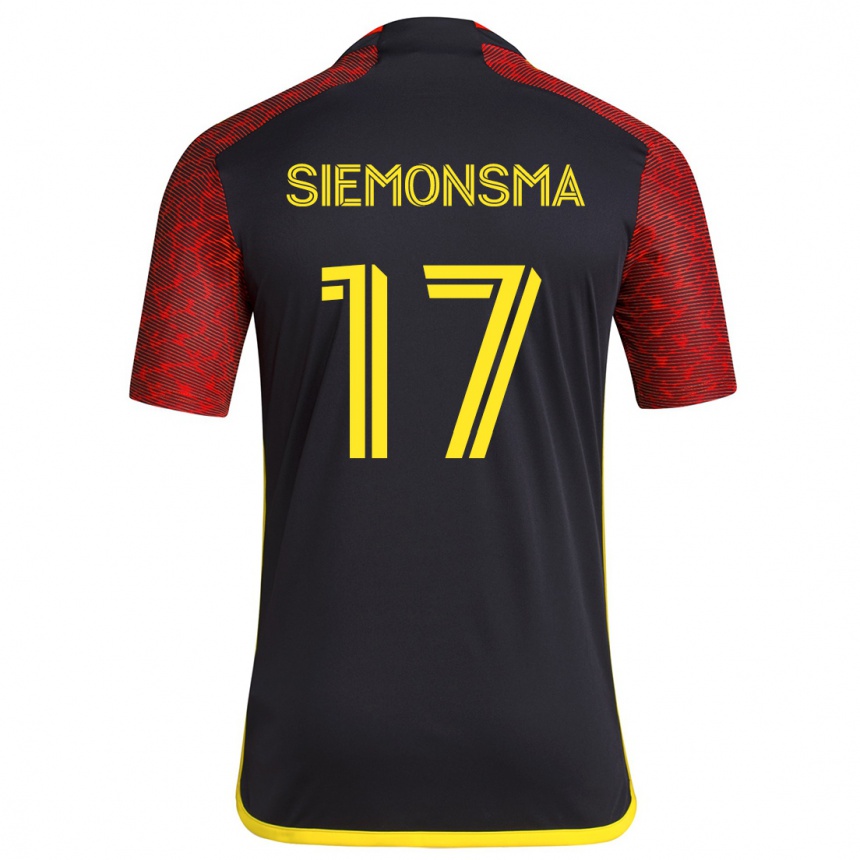 Kids Football Sianna Siemonsma #17 Red Black Away Jersey 2024/25 T-Shirt Australia