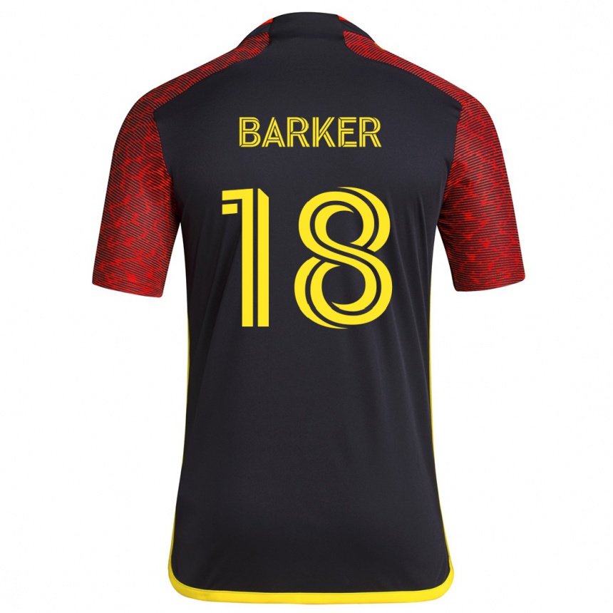 Kids Football Alicia Barker #18 Red Black Away Jersey 2024/25 T-Shirt Australia