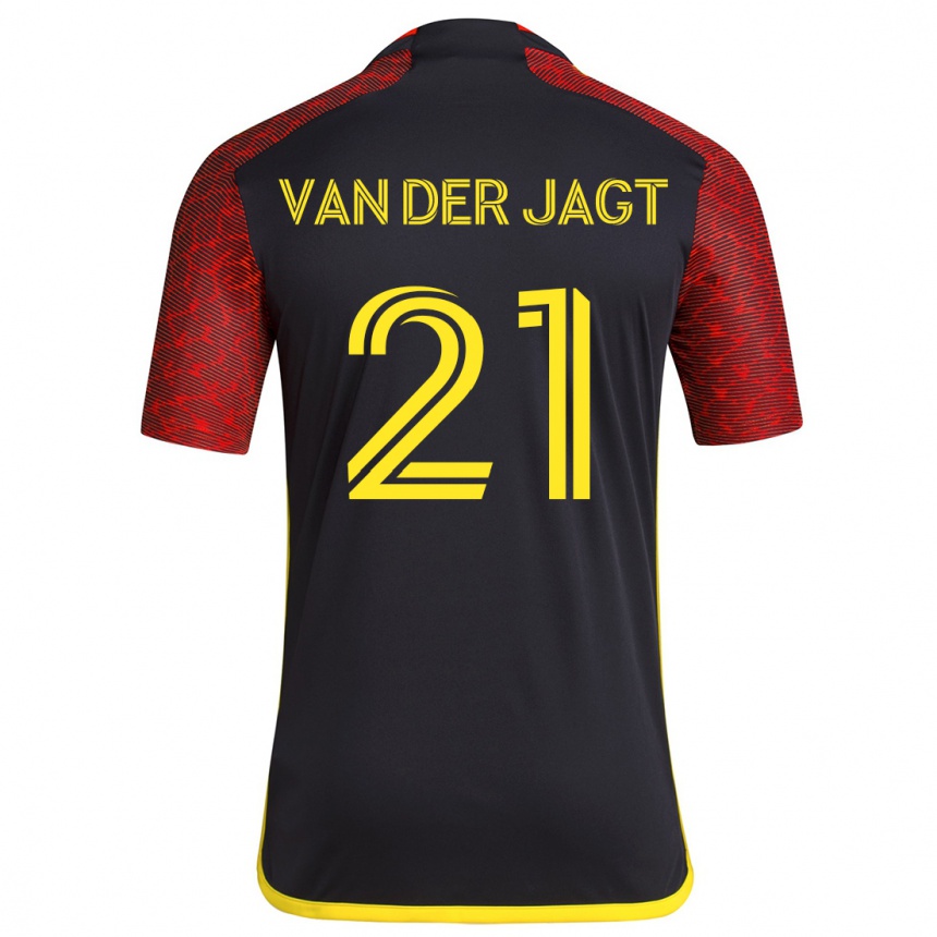 Kids Football Olivia Van Der Jagt #21 Red Black Away Jersey 2024/25 T-Shirt Australia