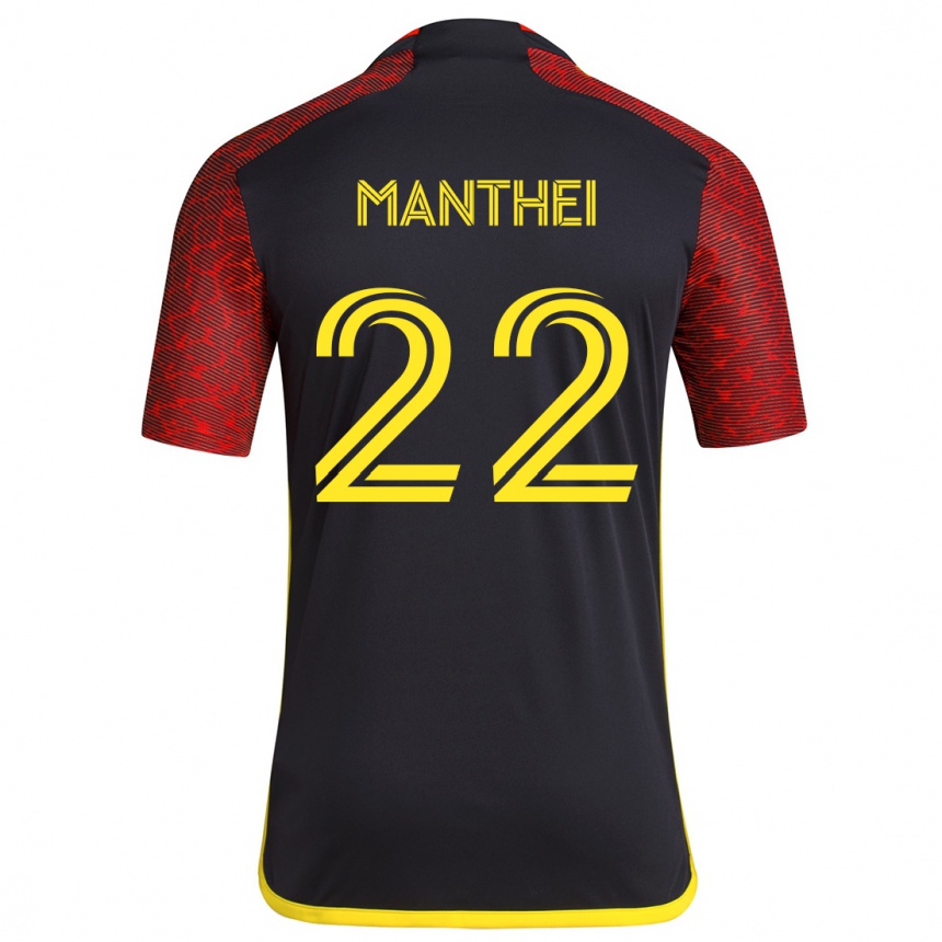 Kids Football Leahi Manthei #22 Red Black Away Jersey 2024/25 T-Shirt Australia