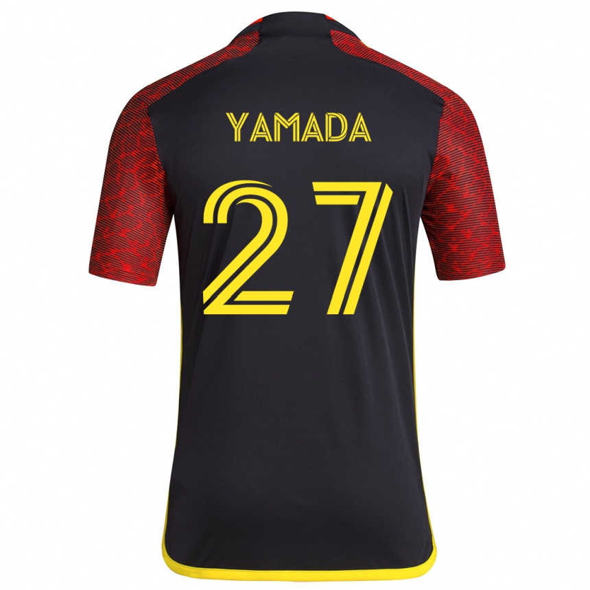 Kids Football Hikari Yamada #27 Red Black Away Jersey 2024/25 T-Shirt Australia