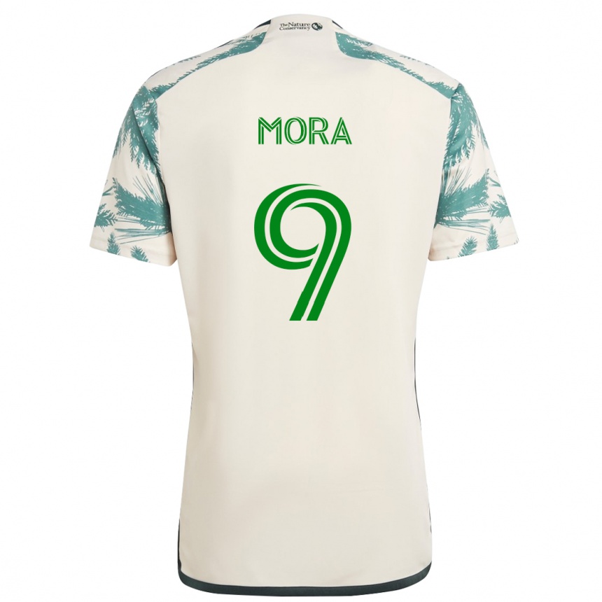 Kids Football Felipe Mora #9 Beige Brown Away Jersey 2024/25 T-Shirt Australia