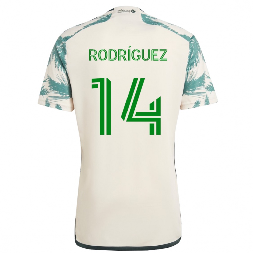 Kids Football Jonathan Rodríguez #14 Beige Brown Away Jersey 2024/25 T-Shirt Australia