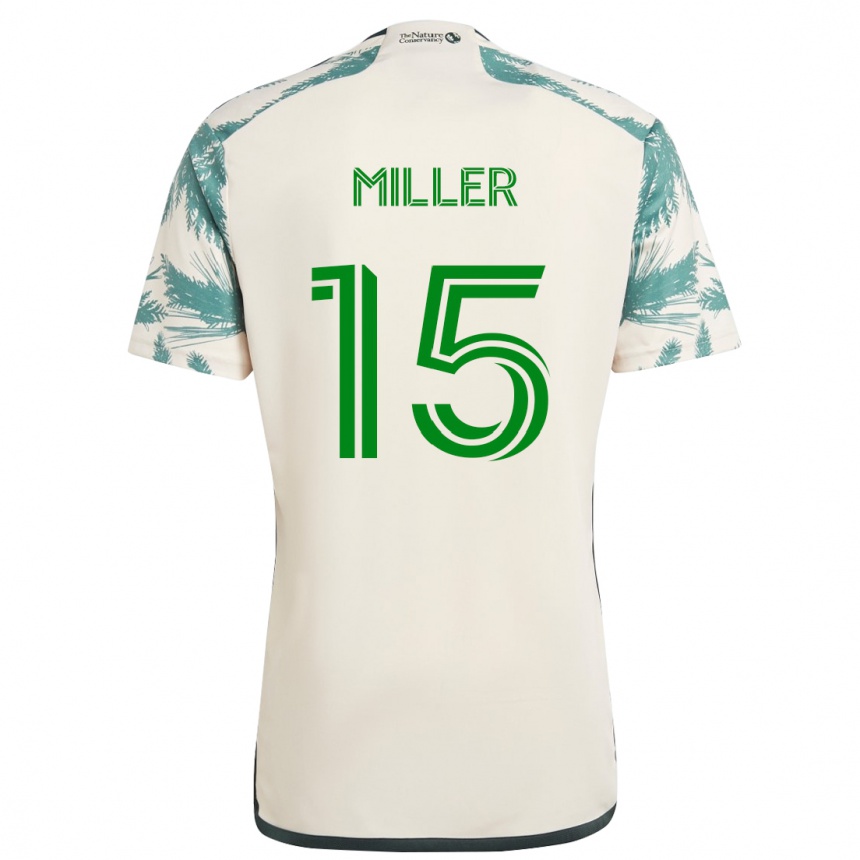 Kids Football Eric Miller #15 Beige Brown Away Jersey 2024/25 T-Shirt Australia