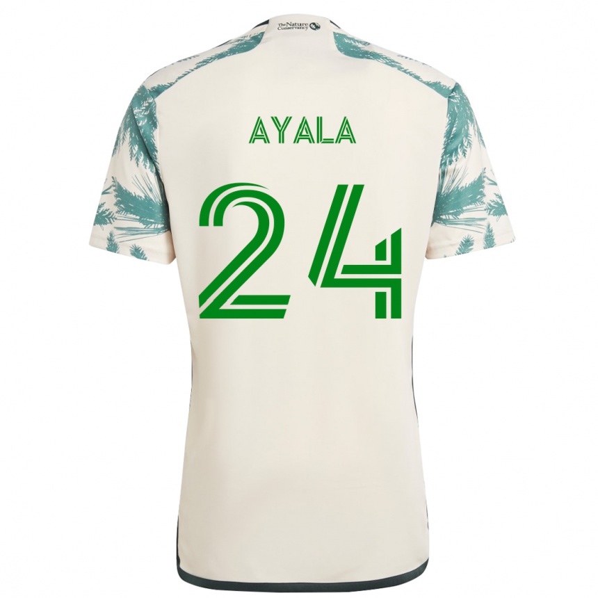 Kids Football David Ayala #24 Beige Brown Away Jersey 2024/25 T-Shirt Australia