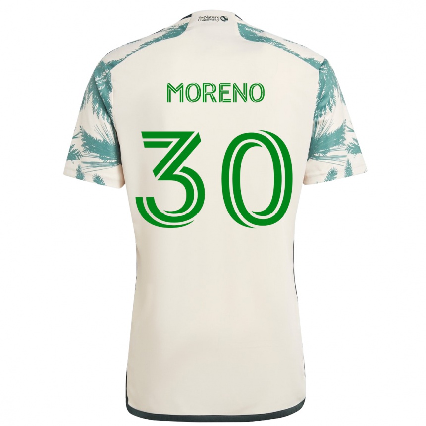 Kids Football Santiago Moreno #30 Beige Brown Away Jersey 2024/25 T-Shirt Australia