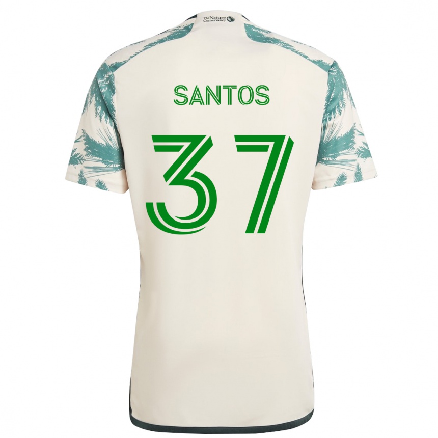 Kids Football Noah Santos #37 Beige Brown Away Jersey 2024/25 T-Shirt Australia